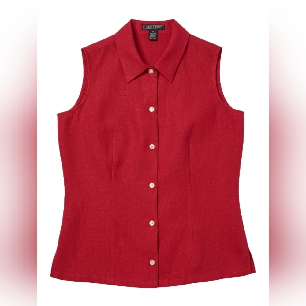 Like New Vintage Y2K Harold's Sleeveless Linen Top, Vibrant Red, Size 4